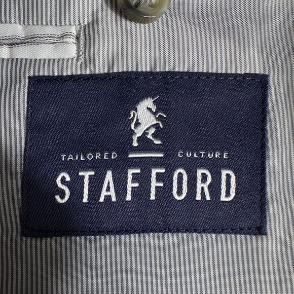Stafford Blazer 44R Gray Cotton\Linen Sport Coat Classic Fit 2-Button Jacket Men - Picture 12 of 12